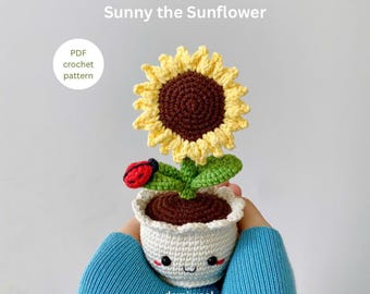 Patroon gehaakt zonnebloempotje: amigurumi-pop (pdf-patroon)