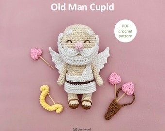 Gehaakt cupidopatroon: amigurumi oude man (pdf-patroon)