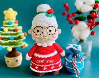 Patroon mevrouw Claus gehaakte pop: amigurumi-pdf van Demiwool