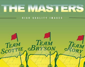 Paquete de imágenes PNG del Masters de Golf, gráficos inspirados en Augusta, diseño de camisetas de golf (descarga digital)
