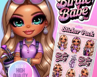 Paquete de pegatinas de golfistas Birdie Babe / Calcomanías deportivas preppy (Descarga digital)