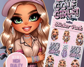 Paquete de pegatinas "Let's Golf Girls" / Golfistas a la moda, calcomanías deportivas (descarga digital)