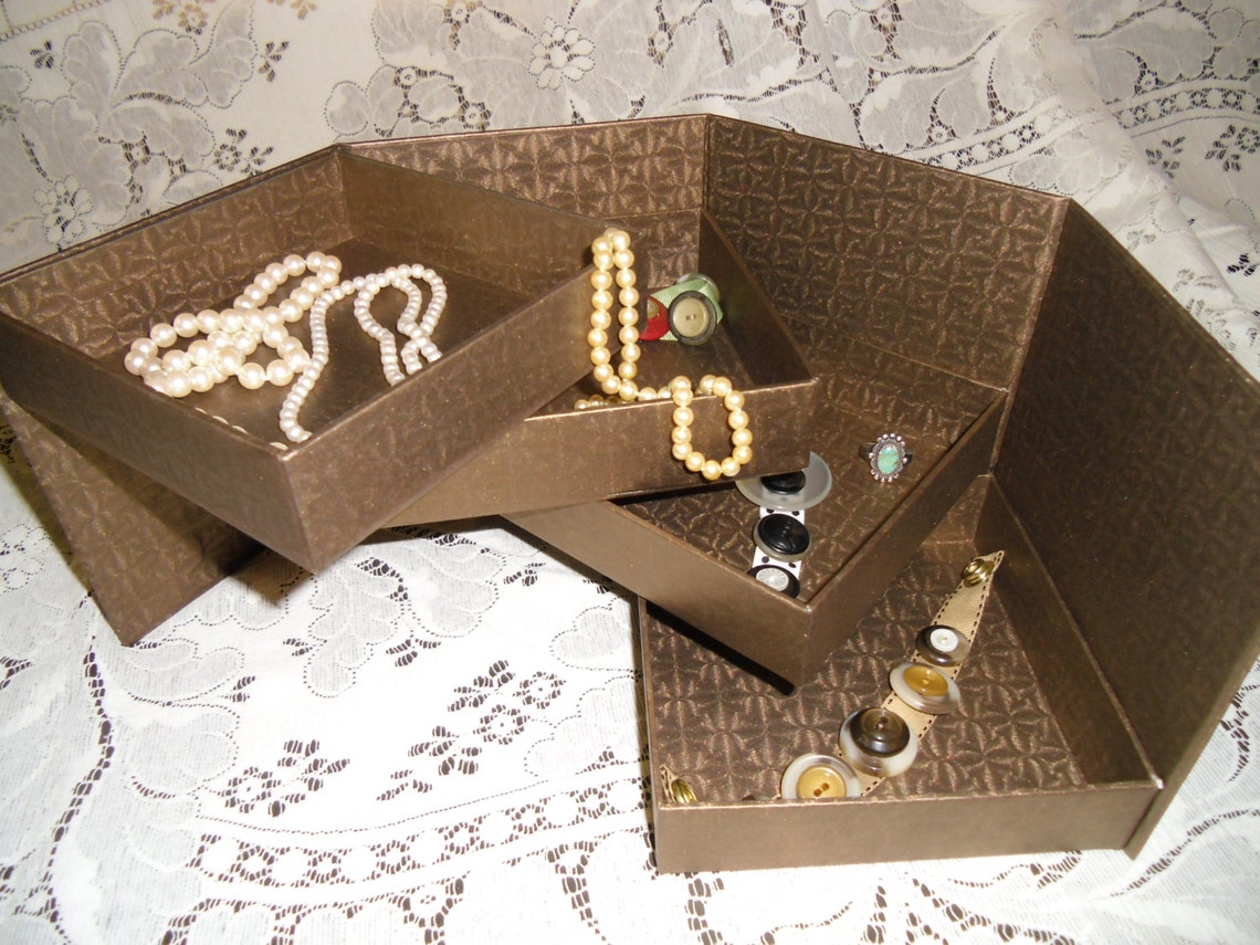 4 TIERED GIFT BOX Free Shippingchocolate Brownvalentine Gift Etsy