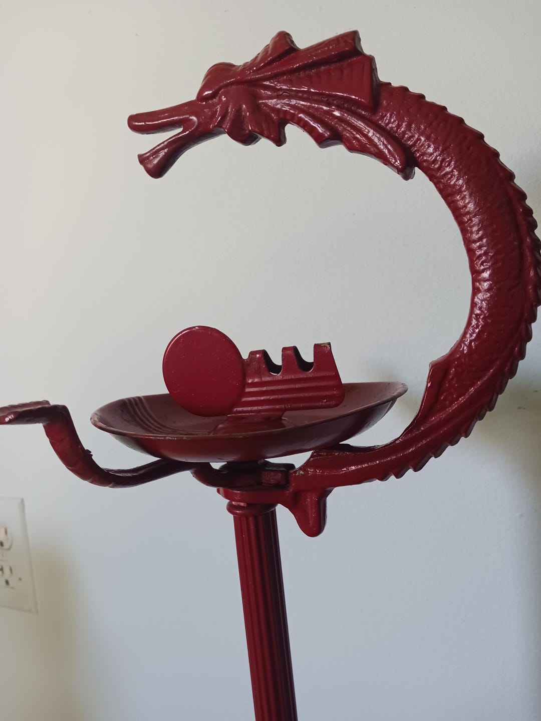 DECO DRAGON ASHTRAY Rare Red Painted Floor Stand W/ashtray,1920's ...