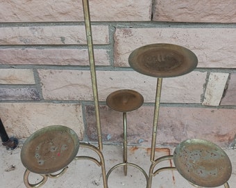 5 TIERED PLANT STAND   Gold Metal Plant Stand,Mid Century Plant/Flower Holder,Vintage Plant Stand,Display Stand,Sm Pot Plant Stand
