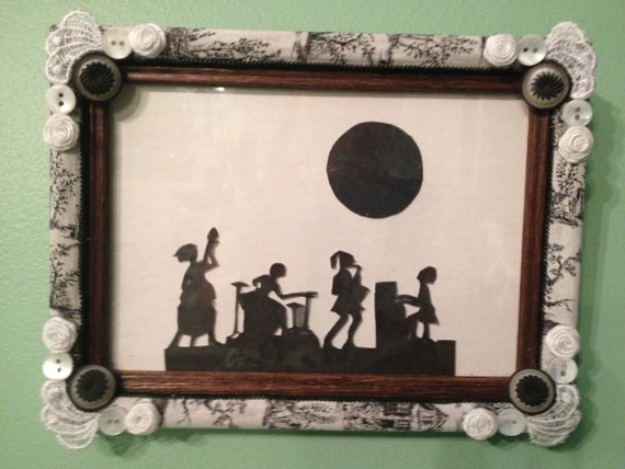 SALE* Strike up The BAND SCHERENSCHNTTE Framed Black Cut Out,Musical Band,German Paper Cut