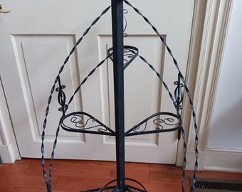 Antique 3Tier IRON PLANT STAND Gothic Plant Stand,Stair Step Plant Stand,Indoor Outdoor Plant Stand,Vintage Wrought Iron Stand,Twisted Iron