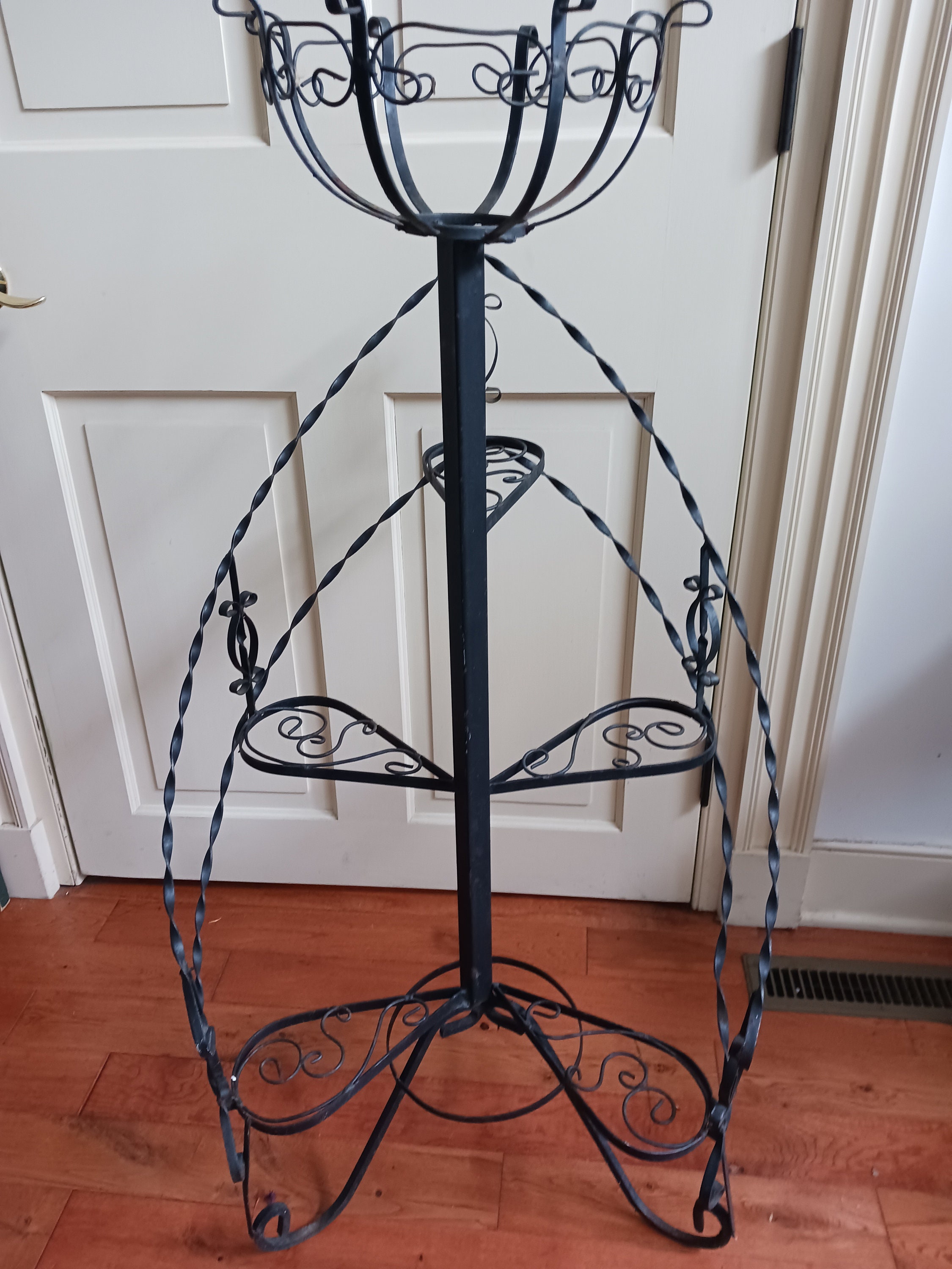 Antique 3Tier IRON PLANT STAND Gothic Plant Stand,Stair Step Plant Stand,Indoor Outdoor Plant Stand,Vintage Wrought Iron Stand,Twisted Iron