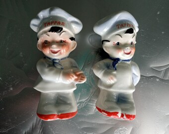 TAPPEN CHEF SHAKERS 1950s Tappen Salt/Pepper Shakers,Vintage Salt & Pepper,Vintage Kitchen,Retro Salt Shakers,Mid Century Chef Salt n Pepper