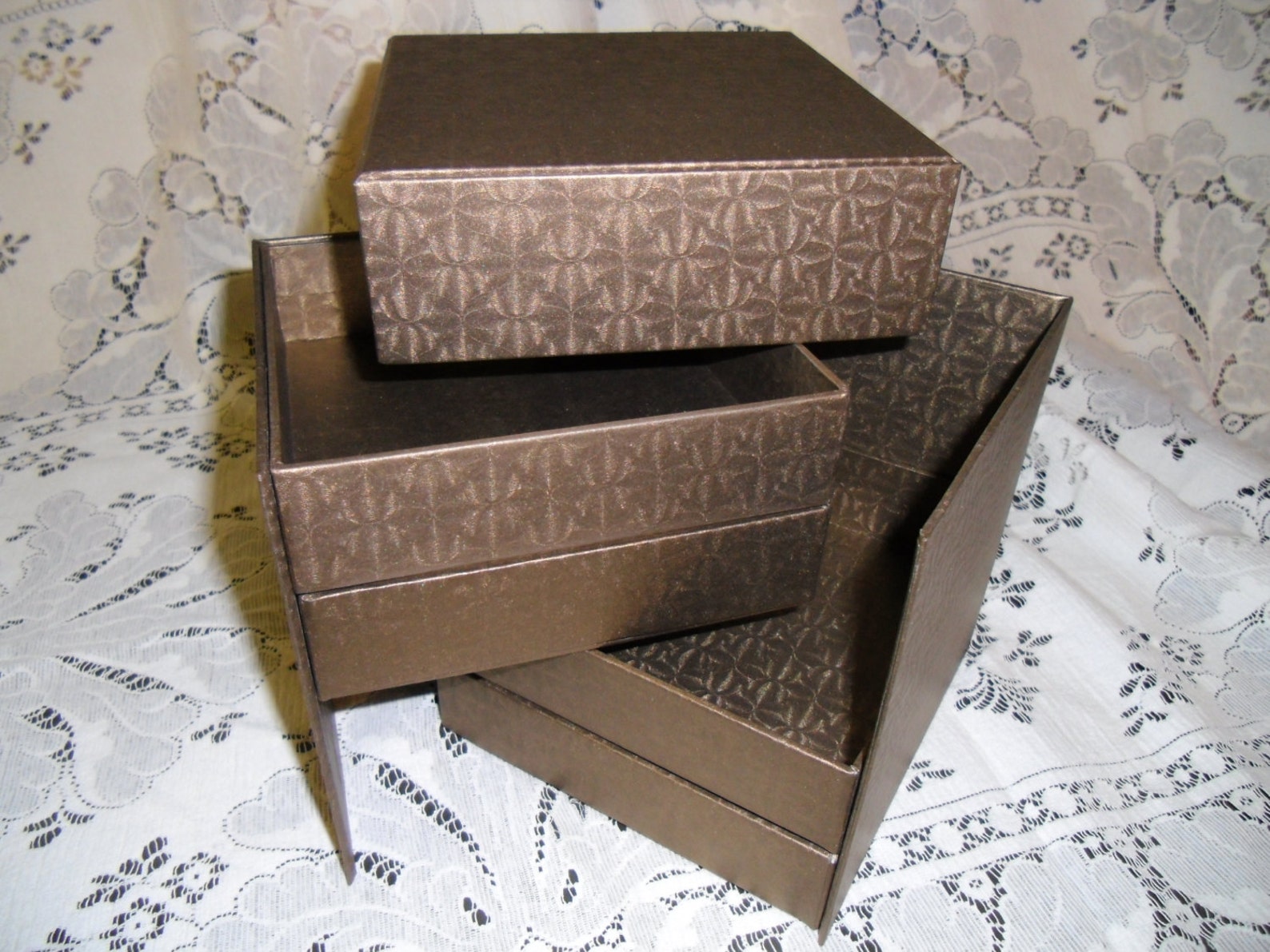 4 TIERED GIFT BOX Free Shippingchocolate Brownvalentine Gift Etsy