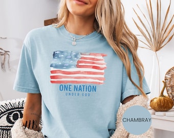 One Nation Under God Shirt | Comfort Colors Christian T-Shirt | Jesus Shirts | Faith Gift for Her | Christian Merch | Patriotic Christian