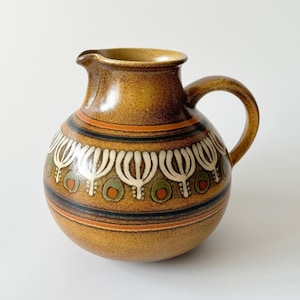 Vintage KMK Manual Copper Mill Jug with Handle, Ceramic, 1970s, West Germany, WGP, Studio Ceramics, Retro, Mid Century, Shabby Chic, Country House