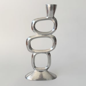 Matthew Hilton Design Candle Holder Metal, Brutalist Candlestick, Brutalist, Modernist, Mid Century Modern, Silver, Chrome, Vintage