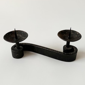 Brutalist wrought iron candle holder, brutalist metal candle holder, cast iron, vintage, handmade, mid century modern, 1960s
