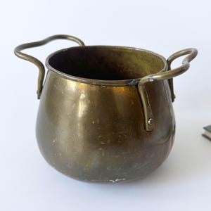 Art Deco brass flowerpot, flower tub, brass planter with ornate handles, solid brass jardiniere, handmade, vintage