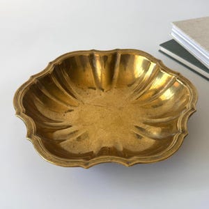 Large Art Deco brass bowl, solid brass, French brass fruit bowl, handmade, brass plate, mid-century modern, vintage