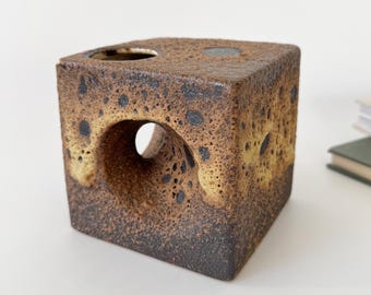 Brutalist Mid Century Fat Lava Vase Ceramic, Chimney Vase, Van Woerden for Vest Ceramics, Studio Keramik, Chimney Vase, Vintage 1960s