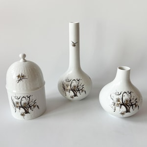 Björn Wiinblad Rosenthal Studio Line, Porcelain Vases, Porcelain Box, Romance Series, Hand-Painted, Collectible, Mid Century, Germany 1970s