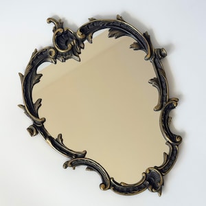 Brass Baroque Style Wall Mirror, Antique Wall Mirror, Brass Ornament Mirror, Acanthus Relief, Bronze Mirror, Mid Century, Vintage 1950s