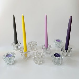 Vintage set of 3 MC Reims France candlesticks, Mid Century candle holder, Retro, Space Age, Bubble Glass, France 1960s