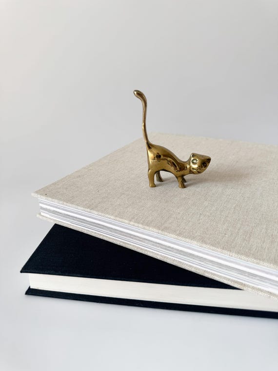 Mid-Century Brass Cat Ring Holder, Brass Cat Figu… - image 2