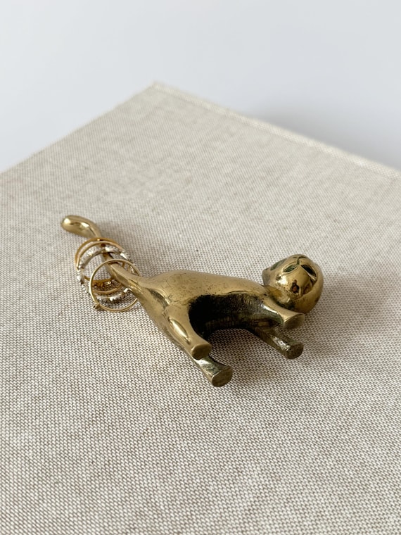 Mid-Century Brass Cat Ring Holder, Brass Cat Figu… - image 7