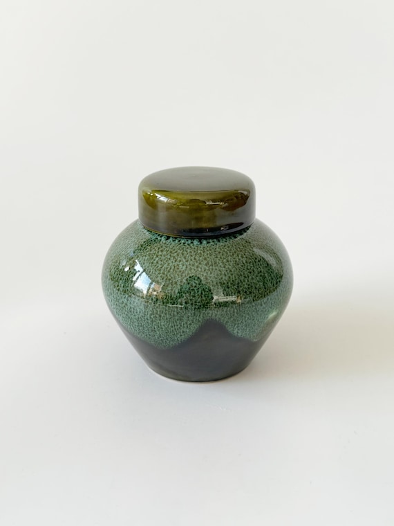 Vintage Green Lidded Studio Vase