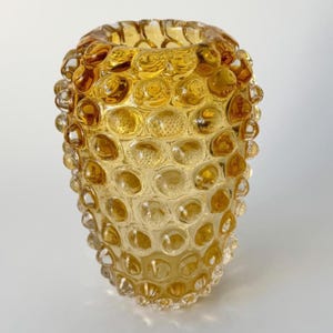 Murano Lenti Glass Vase Ercole Barovier & Toso, Amber Murano Vase, Glass Knob Vase, Mid Century, Italian Glass Art, Vintage 1950s