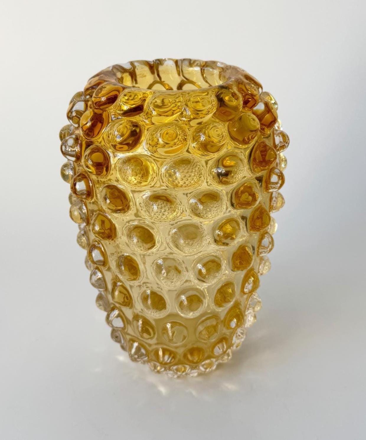 Murano Lenti Glass Vase Ercole Barovier & Toso, Amber Murano Vase, Glass Knob Vase, Mid Century, Italian Glass Art, Vintage 1950s