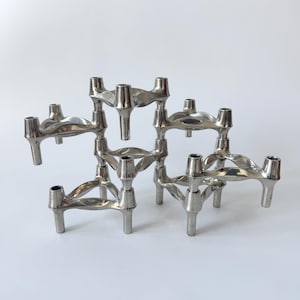 BMF Stoff Nagel Quist candle holder, 1 piece, vintage, candle holder chrome metal, plug-in system, 1970s, Mid Century, Minimalist, Modernist