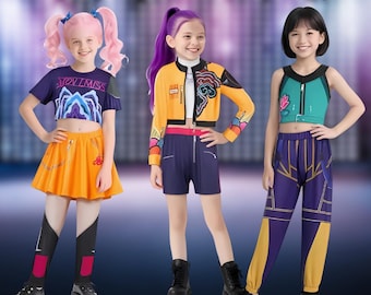 Huntrix Girls Rumi, Zoey, Mira Costume | K-Pop Demon Hunters Cosplay for Kids and Preteens | Perfect for Halloween, Parties, Performances