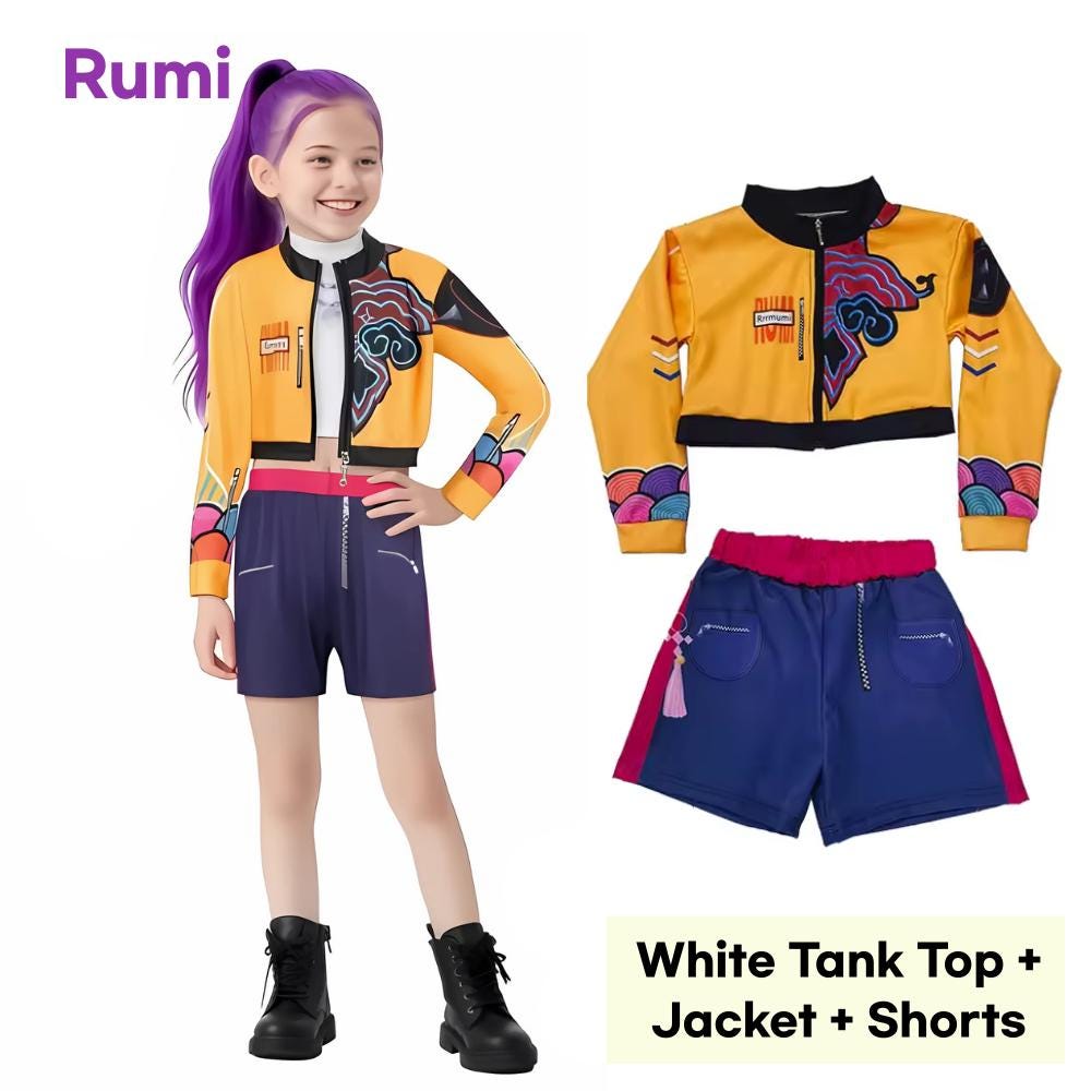 K-Pop Rumi/Mira/Zoey Cosplay Kostüm Für Kinder – Komplettes Bühnenoutfit, Ideal Für Halloween & Conventions