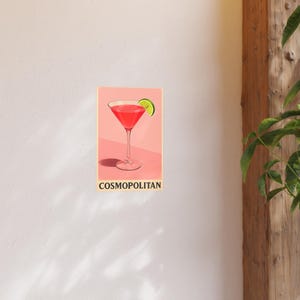 Póster de cóctel Cosmopolitan, decoración divertida para bar, arte retro para el hogar, decoración de pared de cocina, regalo para amantes de los cócteles, decoración para cócteles.