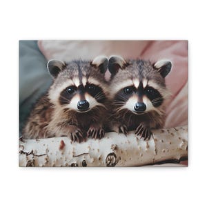 Canvaskunst voor baby wasbeerfamilie, fantasierijke babykamer