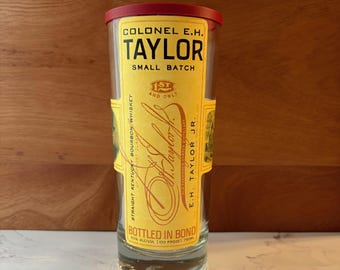 Colonel E.H. Taylor Bourbon Bottle Display | Upcycled Bar Décor | Whiskey Collector Gift | Bar Tool or Straw Holder