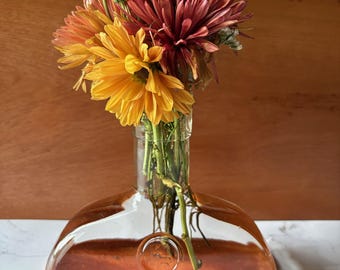 Woodford Reserve Upcycled Bourbon Bottle Vase | Resin-Sealed Glass w/ 3D Printed Vase | Whiskey Bottle Decor | Recycled Barware Gift