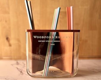 Woodford Reserve Upcycled Bourbon Bottle Organizer | Copper Ring Bar Tool Holder | Whiskey Bottle Decor | Recycled Barware Gift