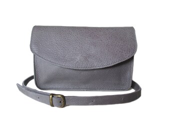 BAT grey leather shoulderbag screenprint, FREE shipping