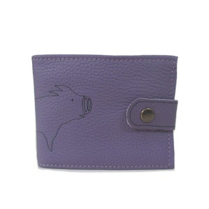 cartera de cuero de lavanda cerdo cartera billfold