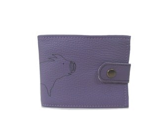 lavender leather wallet pig billfold wallet