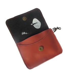Fissure! portefeuille en cuir orange sérigraphie style cartable