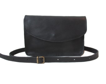 BAT black leather shoulderbag screenprint, FREE shipping