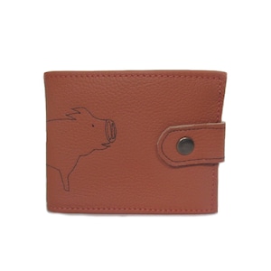 cartera de cuero naranja cerdo billfold cartera