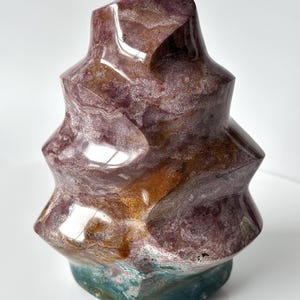 Ocean Jasper Flame Tower Polished Torch Shaped Jasper Sculpture Natural Crystal Decoration Healing Stone from Madagascar