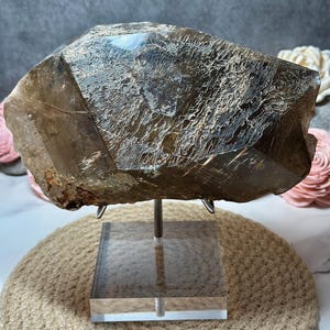 Large Smoky Quartz with Golden Rutile and Copper Rutile Inclusions Natural Raw Crystal Specimen for Display Healing Meditation Home Decor