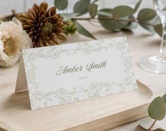Wedding Place Card Template, Floral Wedding Name Card, Editable Printable Place Card