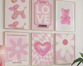 Pink Girly Wall Art Set: Trendy Dorm Decor Prints (Digital Download)