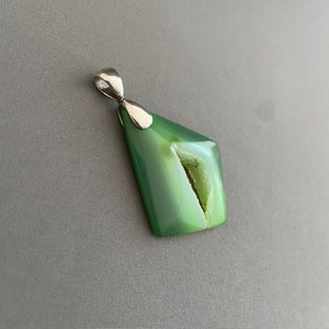 Green Crystal Druzy Pendant with heavy sterling silver bail image 4