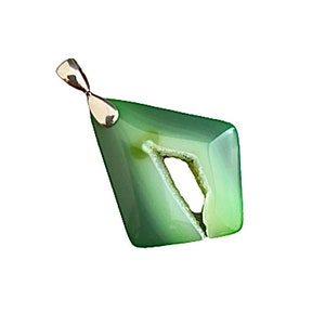 Green Crystal Druzy Pendant with heavy sterling silver bail image 1