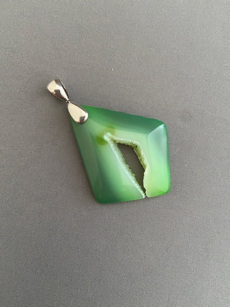 Green Crystal Druzy Pendant with heavy sterling silver bail image 3